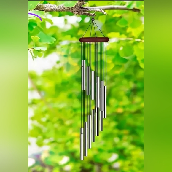 Wind Chimes Indoor Outdoor, Dark wood Wind Chimes 12 Aluminum tubes - Picture 5 of 6